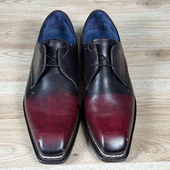 Mezlan Platinum Vladimir Shoes Men 10.5 Red Black Leather Derby Chisel Toe Spain main image 4